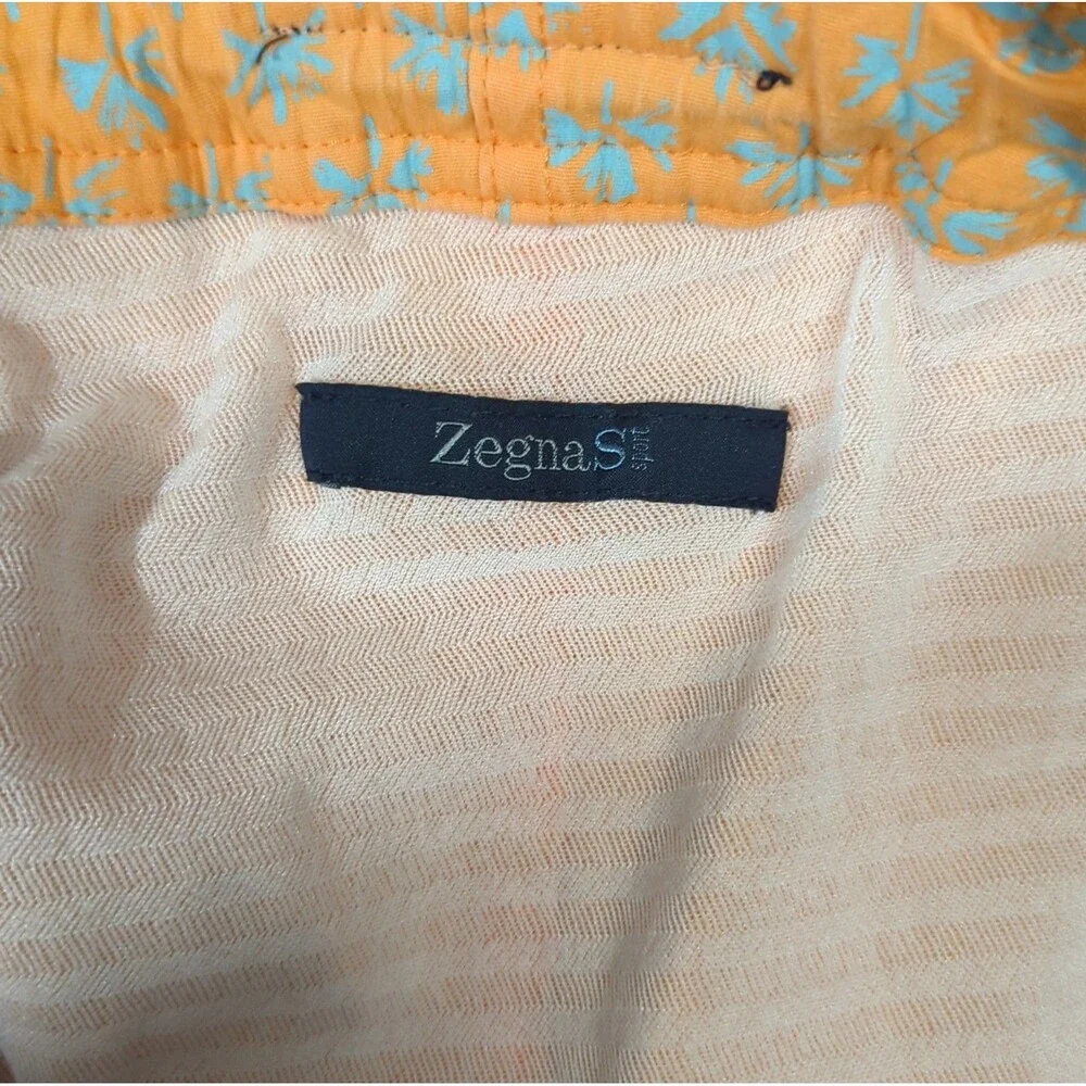 Zegna Sport Swim Trunks Men's L Orange Travel Vacation Beach